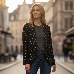 Vintage H&M Studded Drapey Black Blazer Sz 8